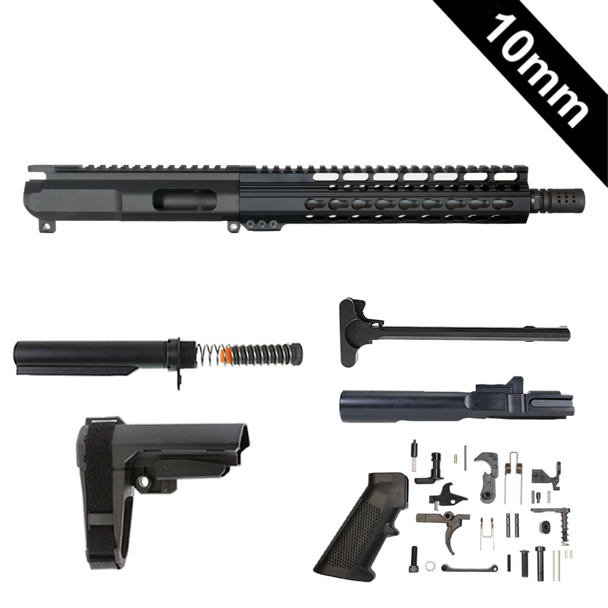 Davidson Defense Wolfpack w/SBA3 Brace 10.5-inch AR-15 10MM Pistol Full Build Kit
