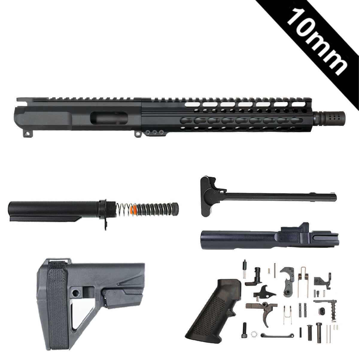 Davidson Defense Wolfpack w/SBA5 Brace 10.5-inch AR-15 10MM Pistol Full Build Kit