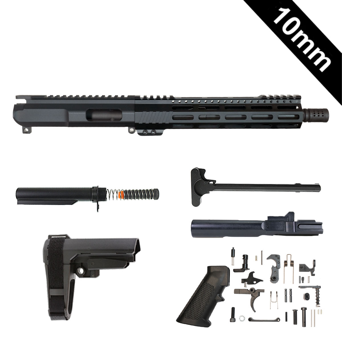 Davidson Defense Spartan Surge w/SBA3 Brace 10.5-inch AR-15 10MM Pistol Full Build Kit