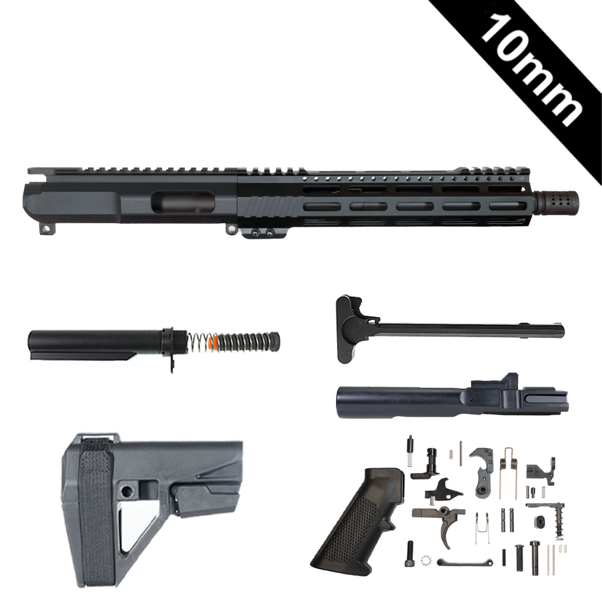 Davidson Defense Spartan Surge w/SBA5 Brace 10.5-inch AR-15 10MM Pistol Full Build Kit