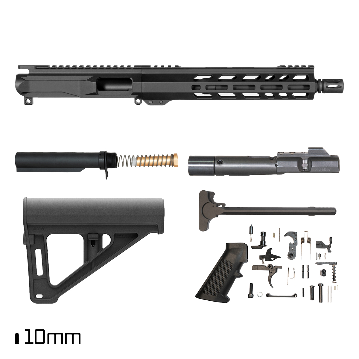 Davidson Defense Ronin w/Magpul BTR Brace 10.5-inch 1:16 10MM AR-15 Freefloat M-Lok Handguard Pistol Full Build Kit