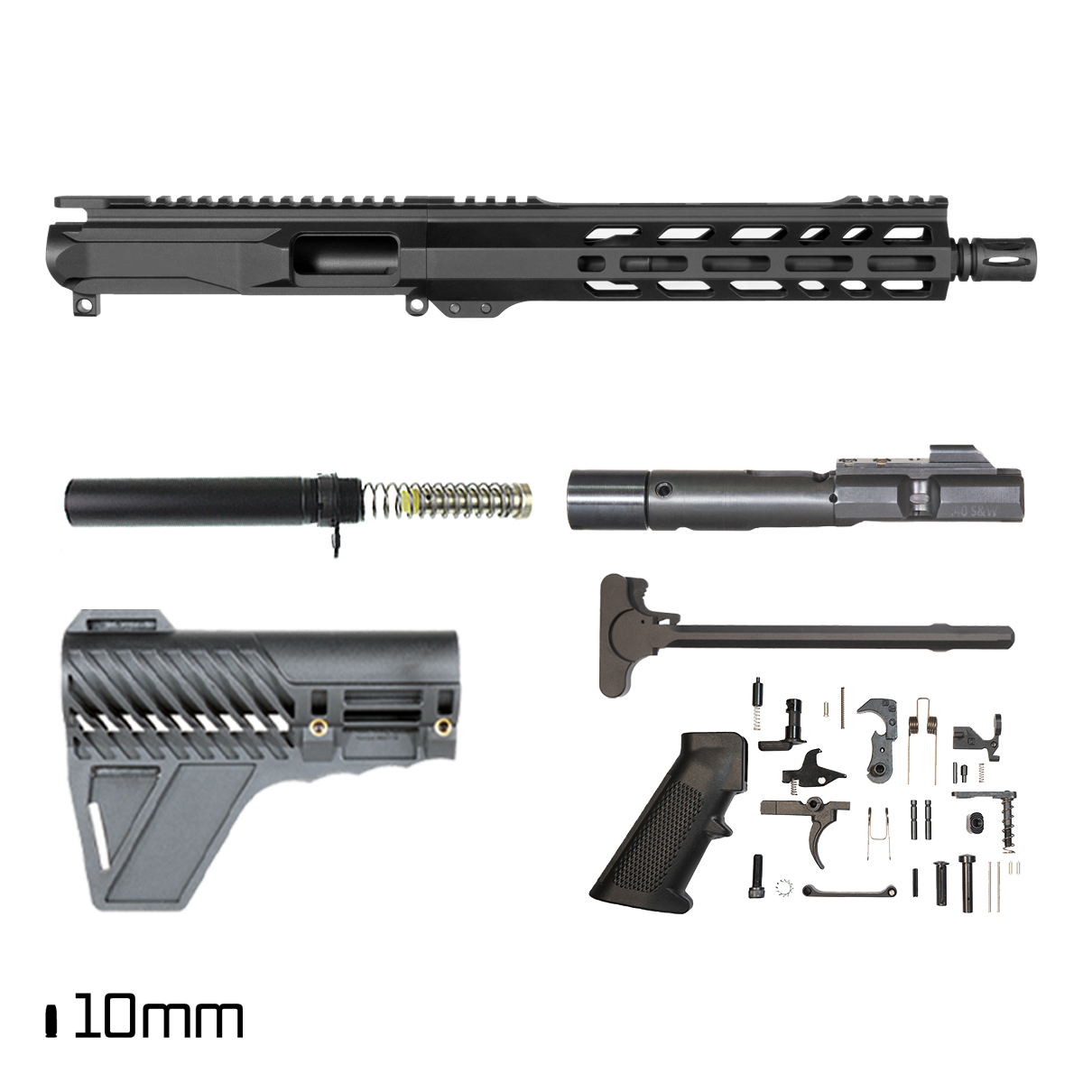 Davidson Defense Ronin w/Gauntlet Arms Brace 10.5-inch 1:16 10MM AR-15 Freefloat M-Lok Handguard Pistol Full Build Kit