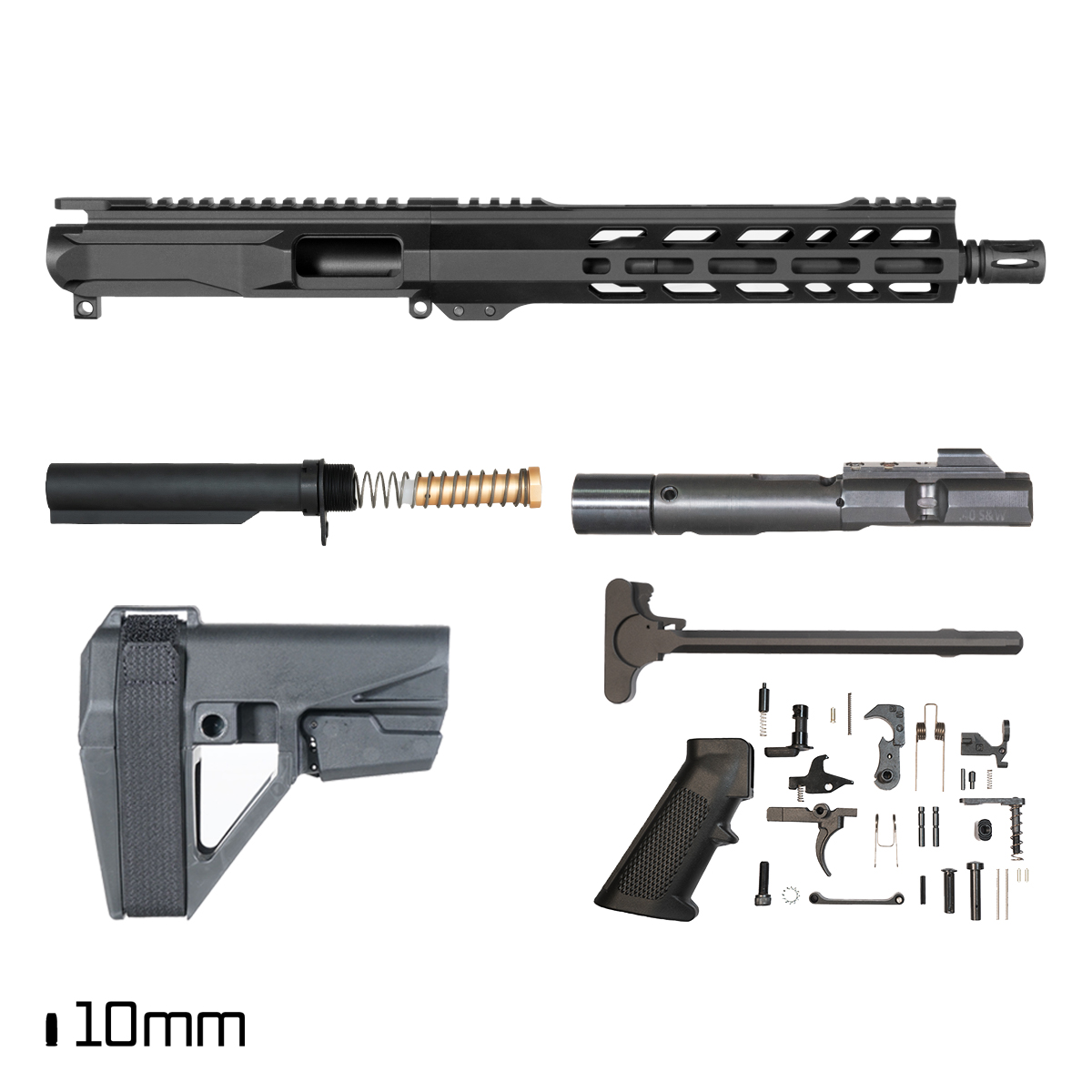 Davidson Defense Ronin w/SBA5 Brace 10.5-inch 1:16 10MM AR-15 Freefloat M-Lok Handguard Pistol Full Build Kit