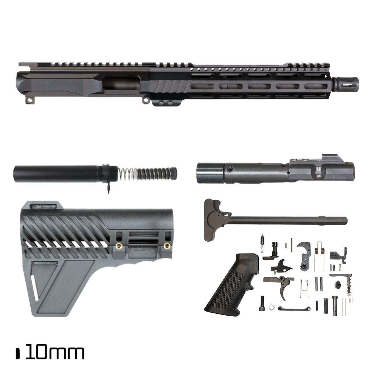 Davidson Defense Stormbinder w/Gauntlet Arms Brace 10.5-inch 1:16 10MM AR-15 Freefloat M-Lok Handguard Pistol Full Build Kit