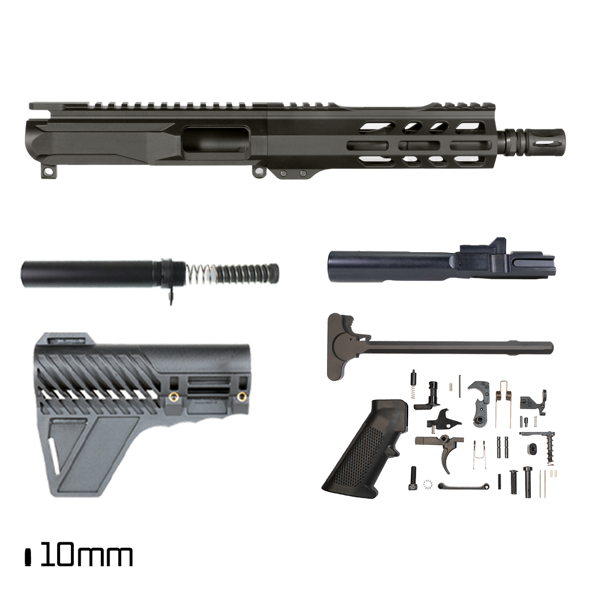 Davidson Defense Ronin w/Gauntlet Arms Brace 7.5-inch 1:16 10MM AR-15 Freefloat M-Lok Handguard Pistol Full Build Kit