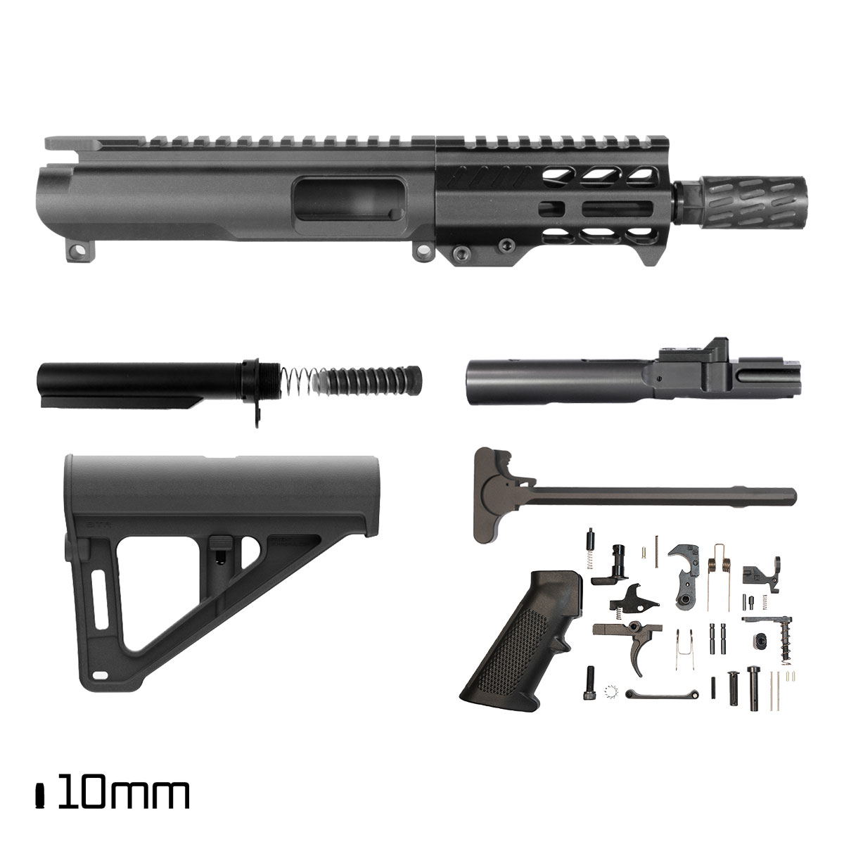 Davidson Defense Flowback w/Magpul BTR Brace 5.5-inch 1:16 10MM AR-15 Freefloat M-Lok Handguard Pistol Full Build Kit