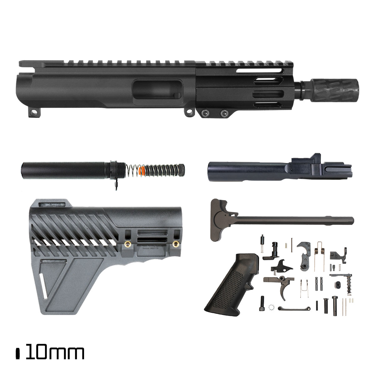 Davidson Defense Big Stick w/Gauntlet Arms Brace 5.5-inch 1:16 10MM AR-15 Freefloat M-Lok Handguard Pistol Full Build Kit