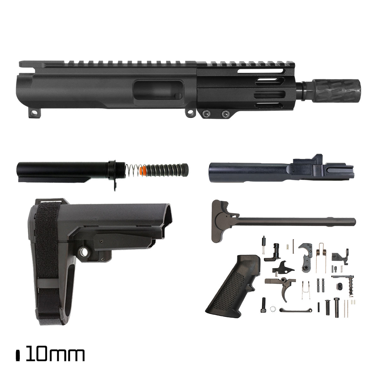 Davidson Defense Big Stick w/SBA3 Brace 5.5-inch 1:16 10MM AR-15 Freefloat M-Lok Handguard Pistol Full Build Kit