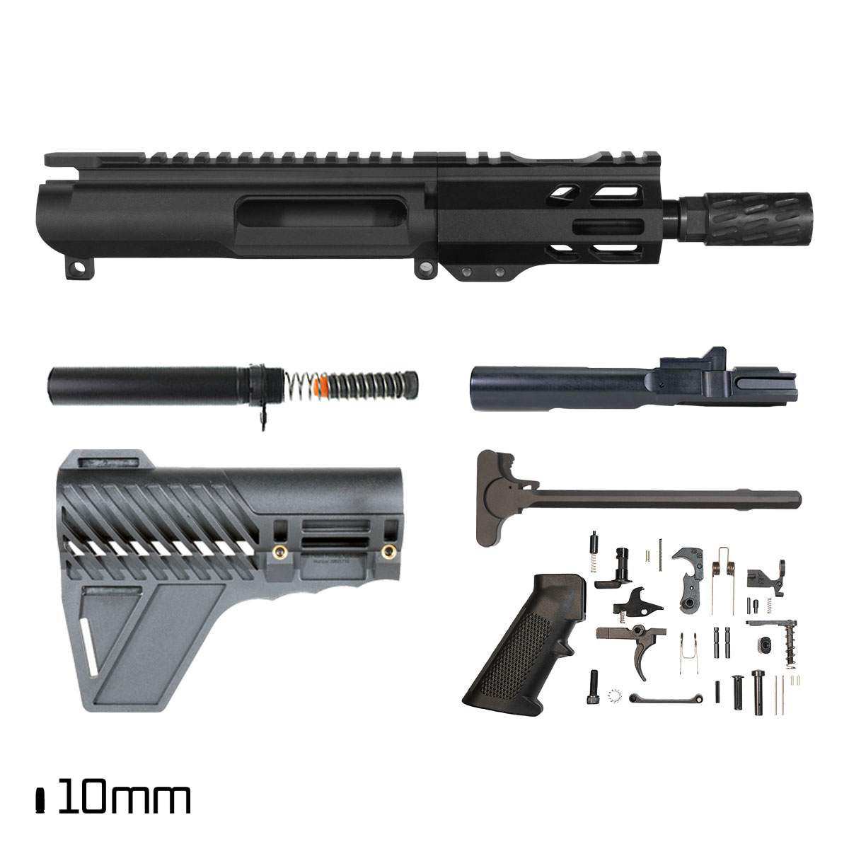 Davidson Defense Nightforge w/Gauntlet Arms Brace 5.5-inch 1:16 10MM AR-15 Freefloat M-Lok Handguard Pistol Full Build Kit