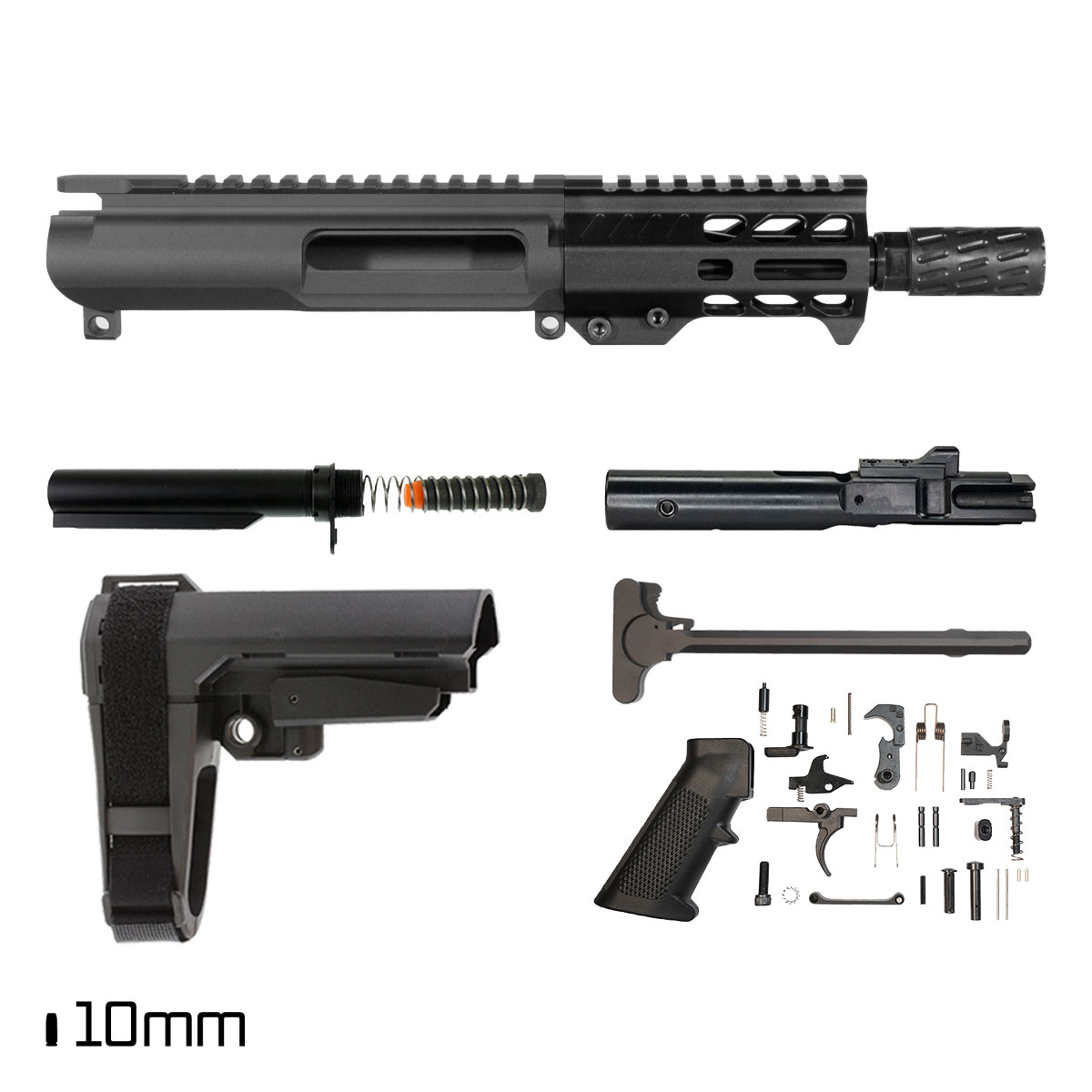 Davidson Defense Nemesis X w/SBA3 Brace 5.5-inch 1:16 10MM AR-15 Freefloat M-Lok Pistol Full Build Kit