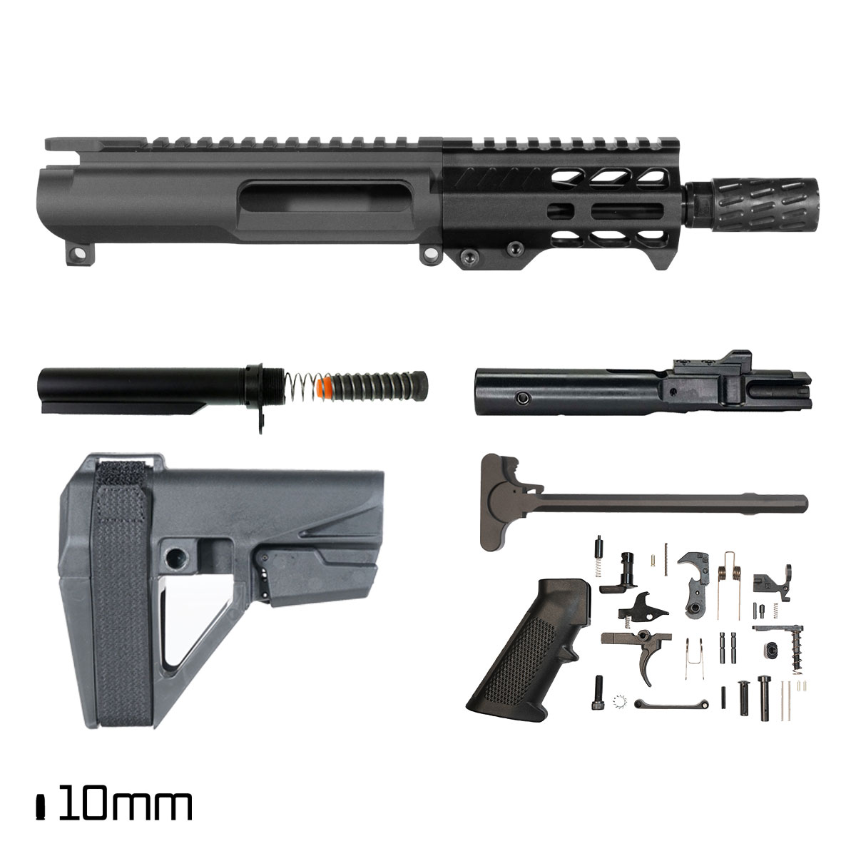 Davidson Defense Nemesis X w/SBA5 Brace 5.5-inch 1:16 10MM AR-15 M-Lok Handguard Pistol Full Build Kit