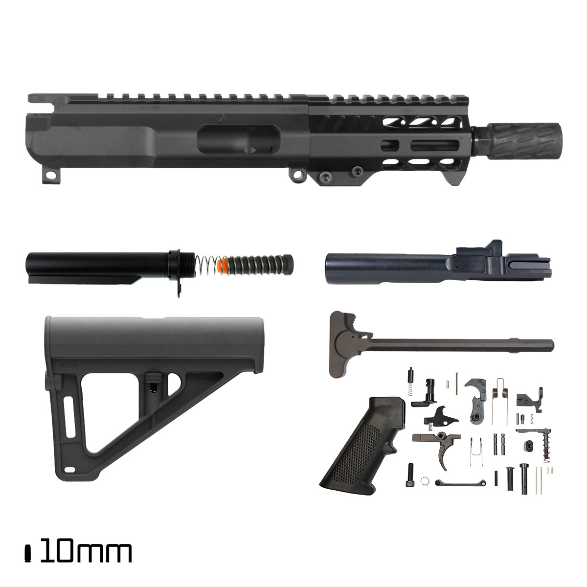 Davidson Defense Hi-10 w/BTR Brace 5.5-inch 1:16 10MM AR-15 M-Lok Handguard Pistol Full Build Kit