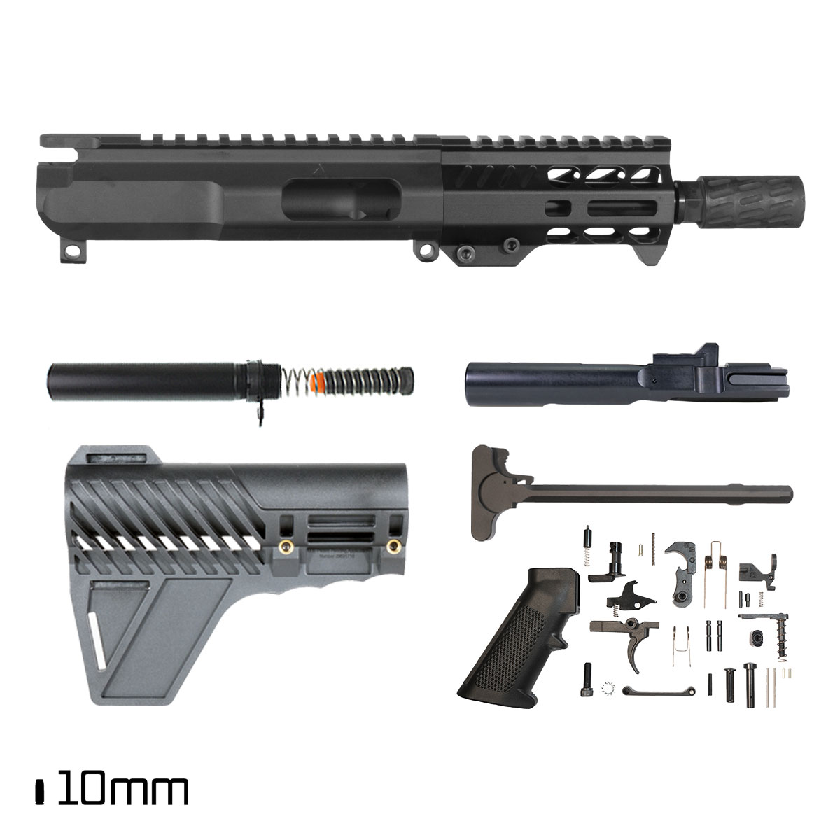 Davidson Defense Hi-10 w/Gauntlet Arms Brace 5.5-inch 1:16 10MM AR-15 M-Lok Pistol Full Build Kit
