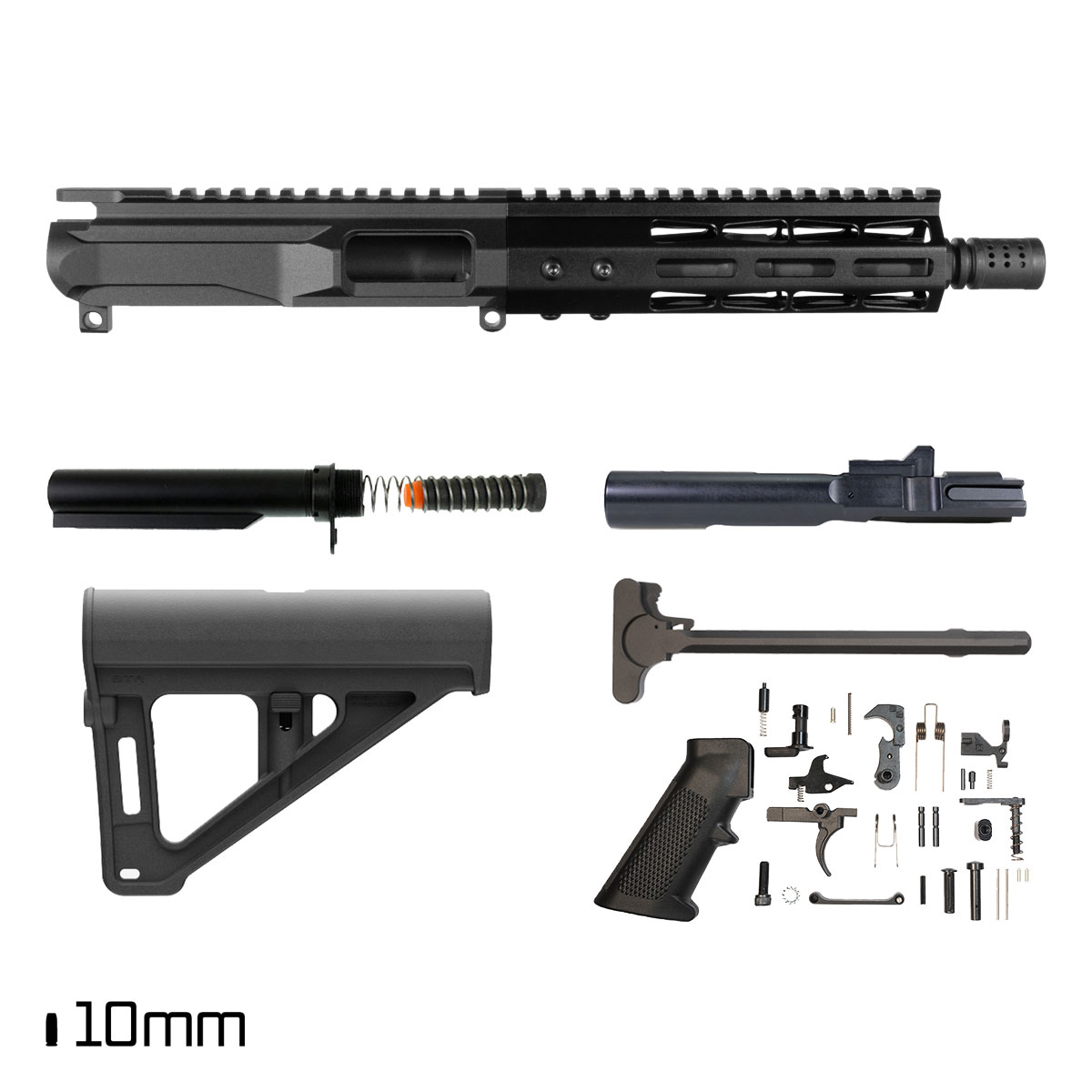 Davidson Defense Disperse w/BTR Brace 7.5-inch 1:16 10MM AR-15 M-Lok Handguard Pistol Full Build Kit
