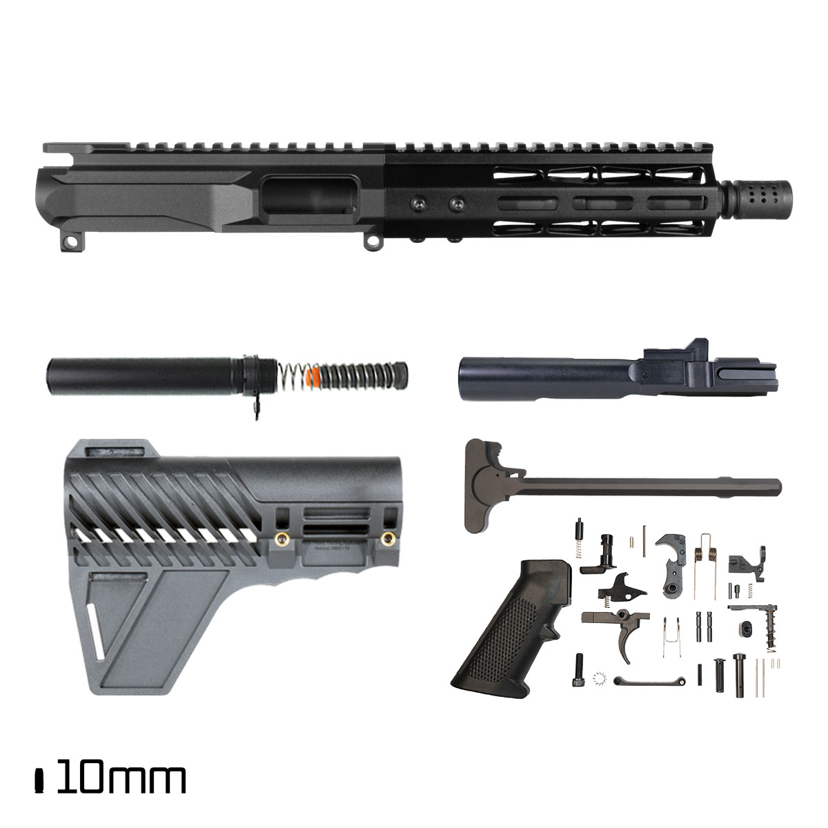 Davidson Defense Disperse w/Gauntlet Arms Brace 7.5-inch 1:16 10MM AR-15 M-Lok Pistol Full Build Kit