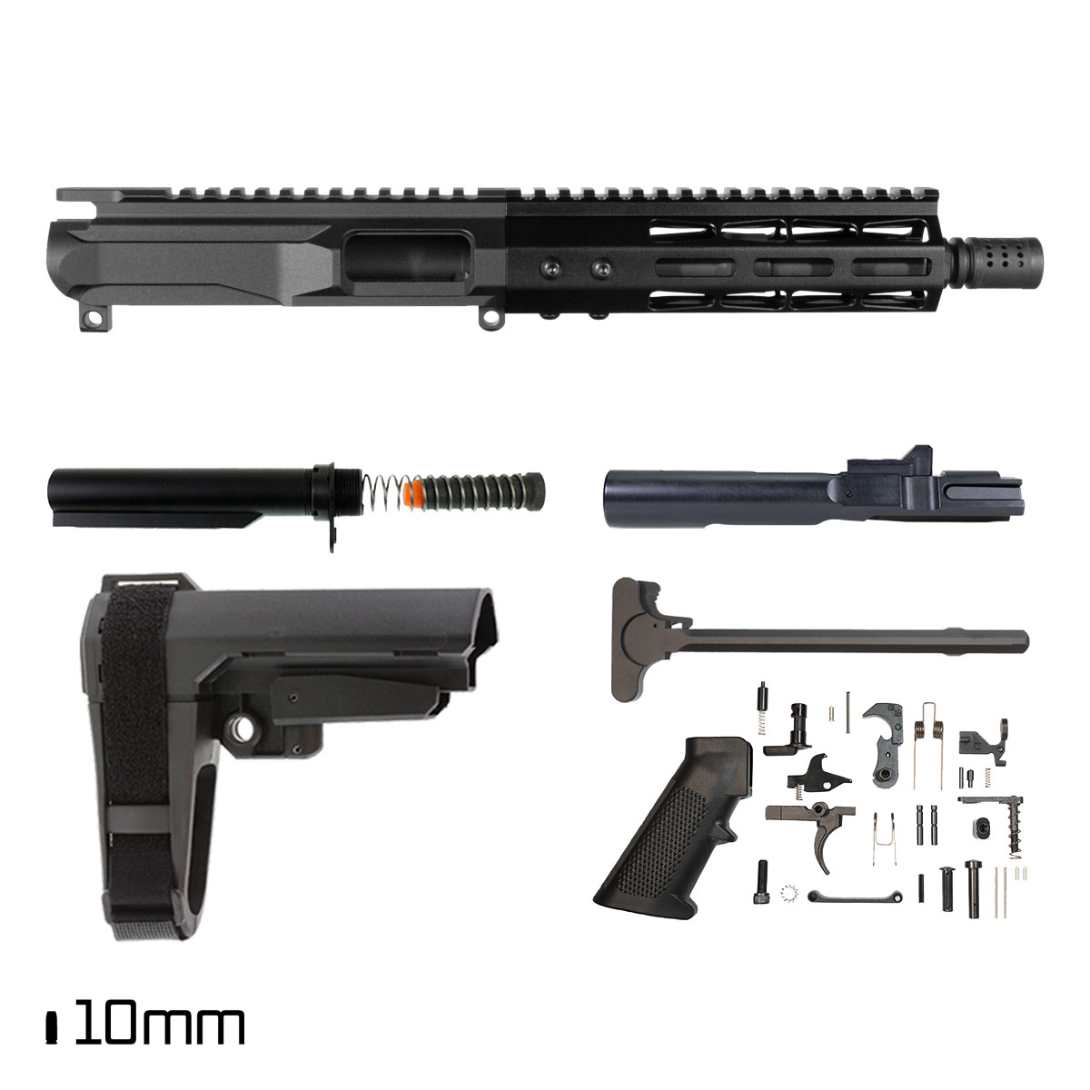 Davidson Defense Disperse w/SBA3 Brace 7.5-inch 1:16 10MM AR-15 Freefloat Freefloat M-Lok Handguard Pistol Full Build Kit