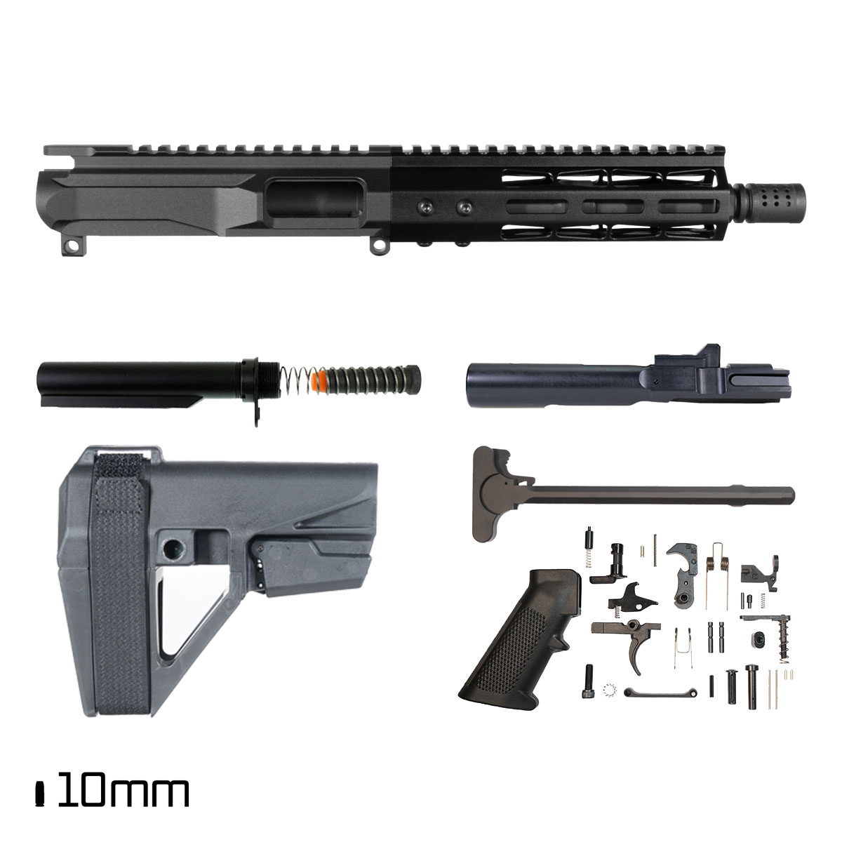 Davidson Defense Disperse w/SBA5 Brace 7.5-inch 1:16 10MM AR-15 M-Lok Handguard Pistol Full Build Kit