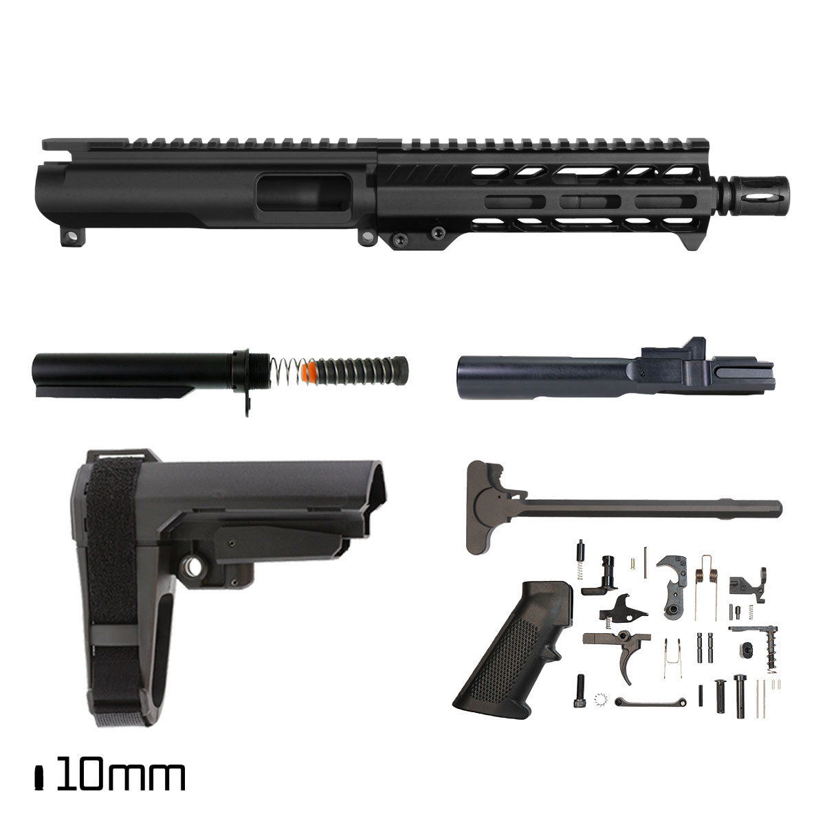 Davidson Defense Concord w/SBA3 Brace 7.5-inch 1:16 10MM AR-15 M-Lok Handguard Pistol Full Build Kit