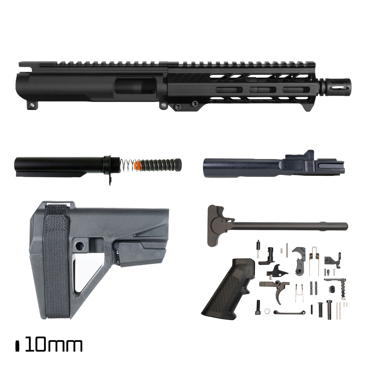 Davidson Defense Concord w/SBA5 Brace 7.5-inch 1:16 10MM AR-15 M-Lok Handguard Pistol Full Build Kit