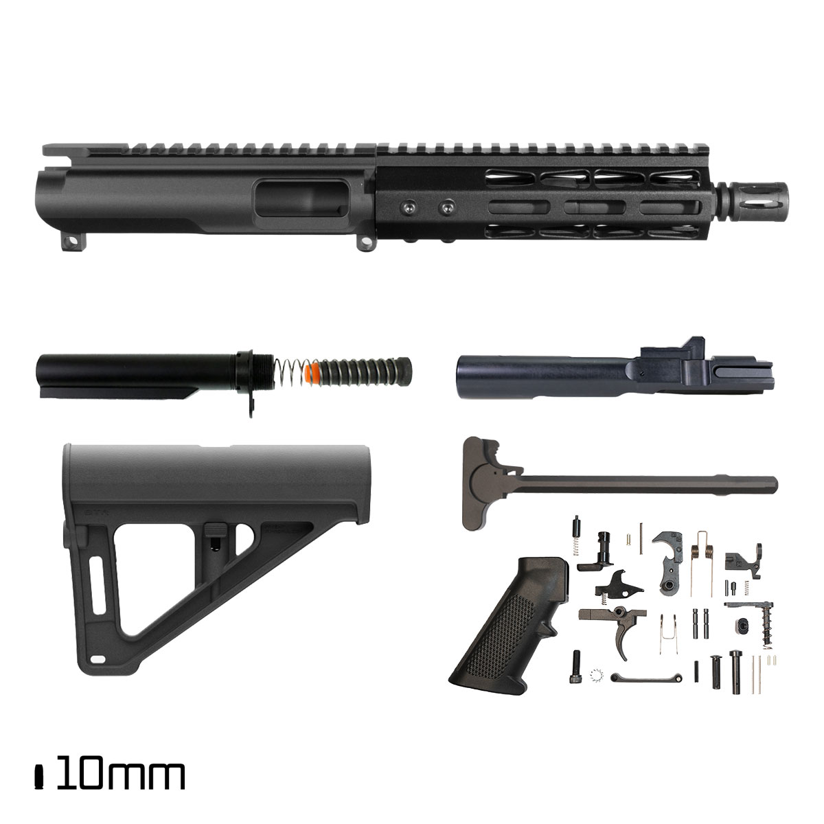 Davidson Defense Exemplar w/BTR Brace 7.5-inch 1:16 10MM AR-15 M-Lok Handguard Pistol Full Build Kit