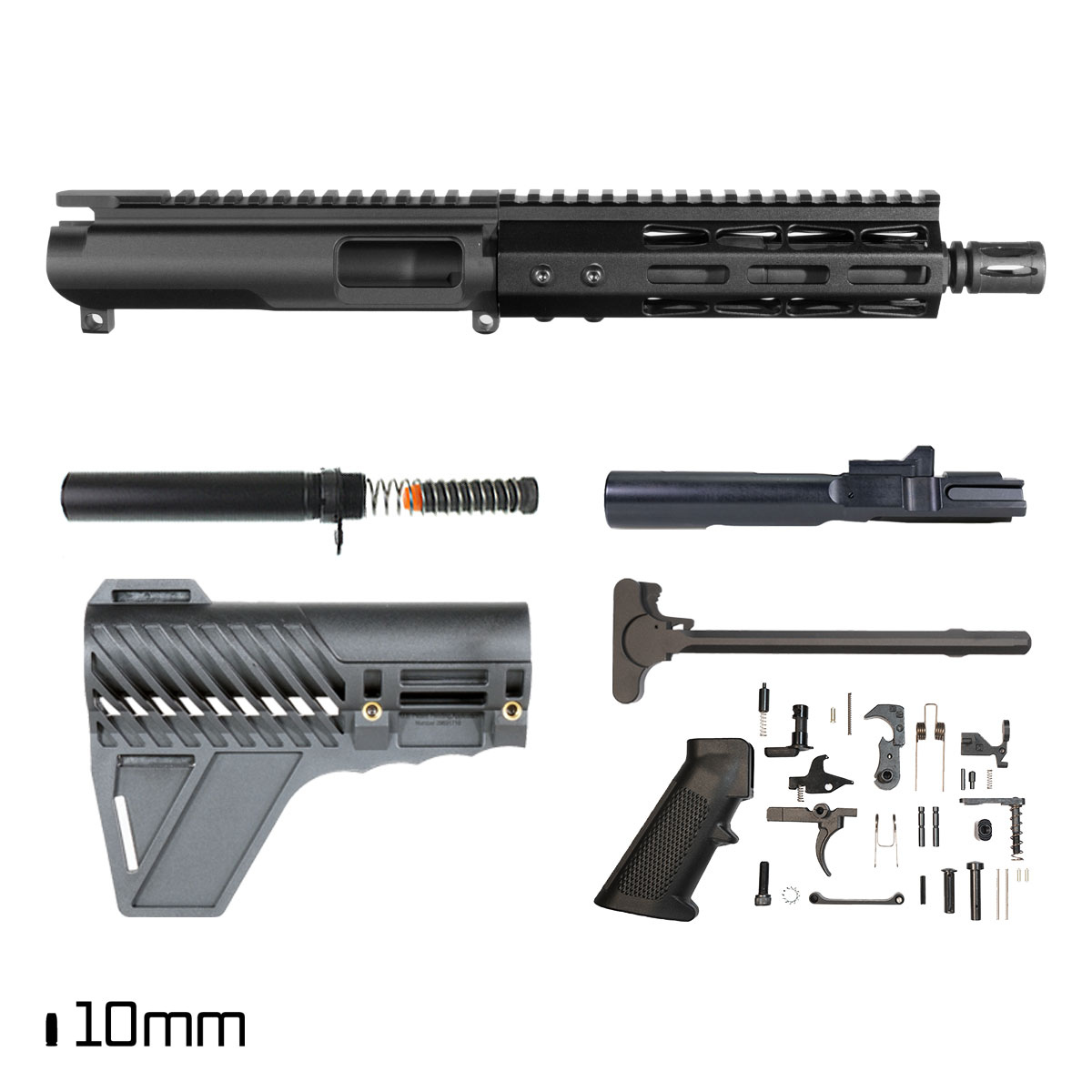 Davidson Defense Exemplar w/Gauntlet Arms Brace 7.5-inch 1:16 10MM AR-15 M-Lok Pistol Full Build Kit