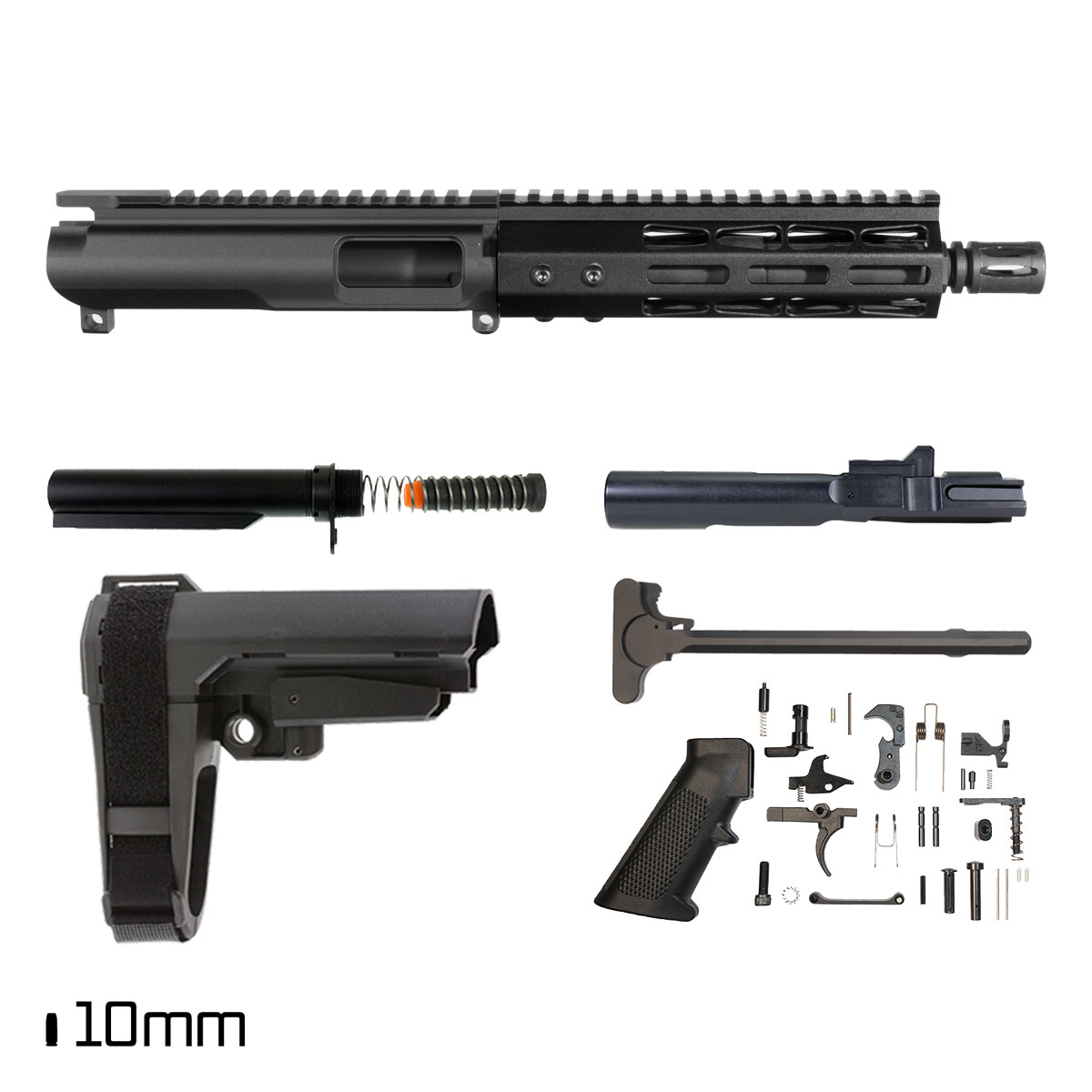 Davidson Defense Exemplar w/SBA3 Brace 7.5-inch 1:16 10MM AR-15 M-Lok Handguard Pistol Full Build Kit