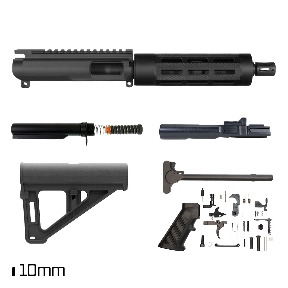 Davidson Defense Pharos w/BTR Brace 7.5-inch 1:16 10MM AR-15 Freefloat Tubular M-Lok Handguard Pistol Full Build Kit