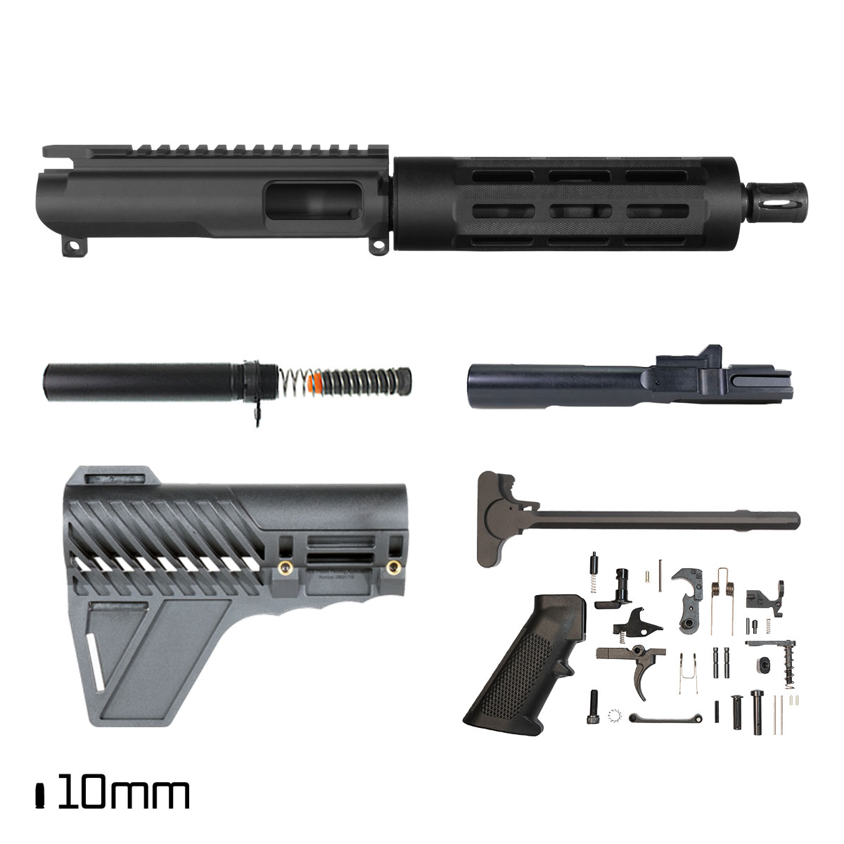 Davidson Defense Pharos w/Gauntlet Arms Brace 7.5-inch 1:16 10MM AR-15 Freefloat Tubular M-Lok Handguard Pistol Full Build Kit