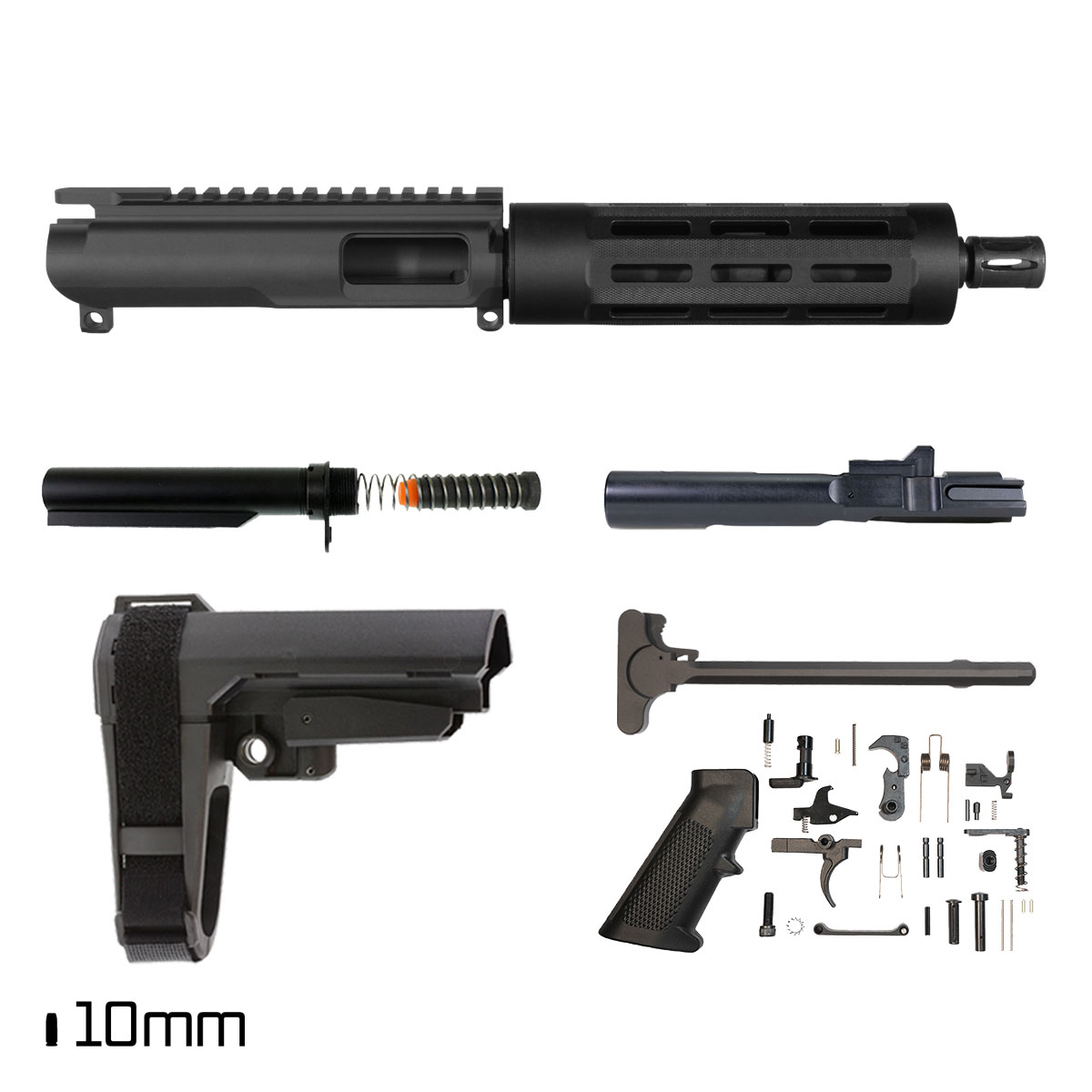 Davidson Defense Pharos w/SBA3 Brace 7.5-inch 1:16 10MM AR-15 Freefloat Tubular M-Lok Handguard Pistol Full Build Kit