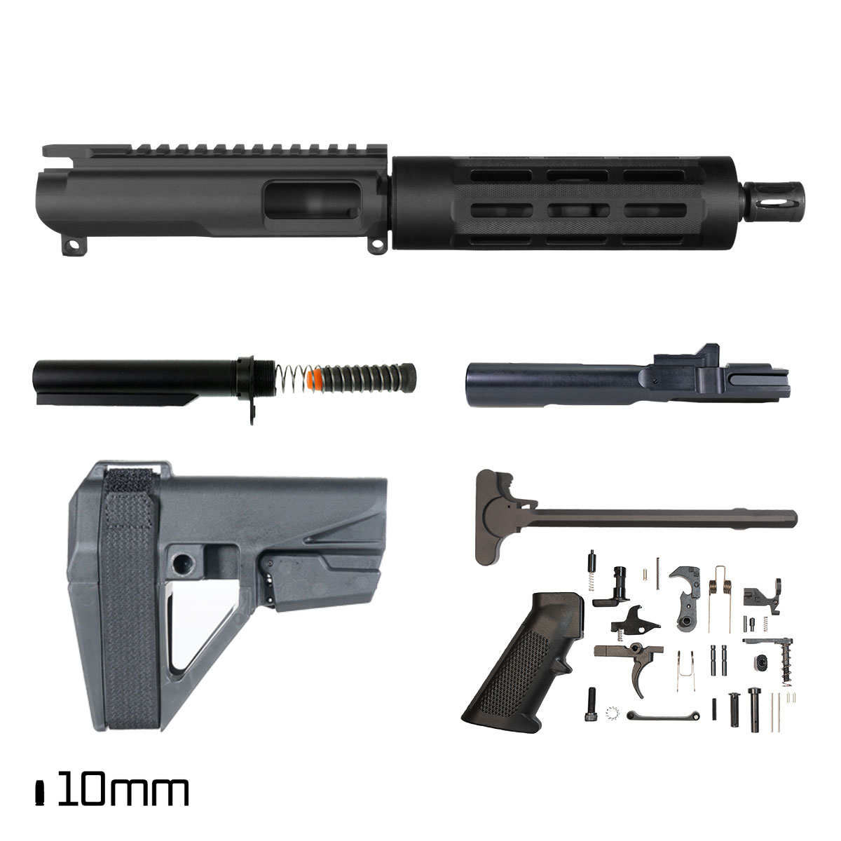 Davidson Defense Pharos w/SBA5 Brace 7.5-inch 1:16 10MM AR-15 Freefloat Tubular M-Lok Handguard Pistol Full Build Kit
