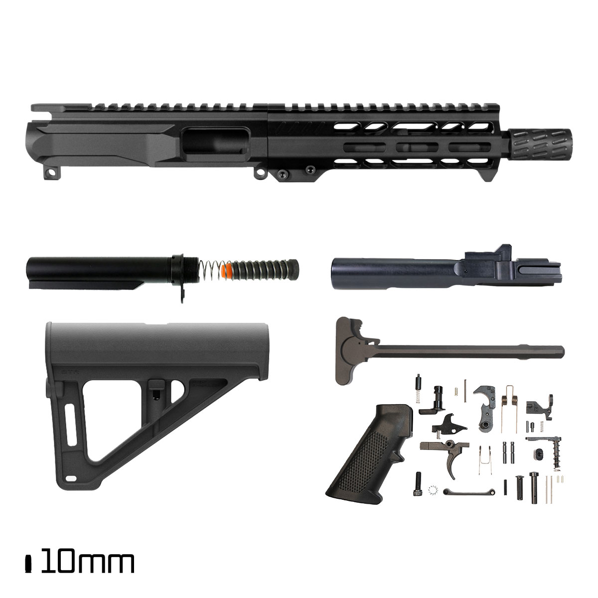 Davidson Defense Big Iron w/BTR Brace 7.5-inch 1:16 10MM AR-15 M-Lok Handguard Pistol Full Build Kit