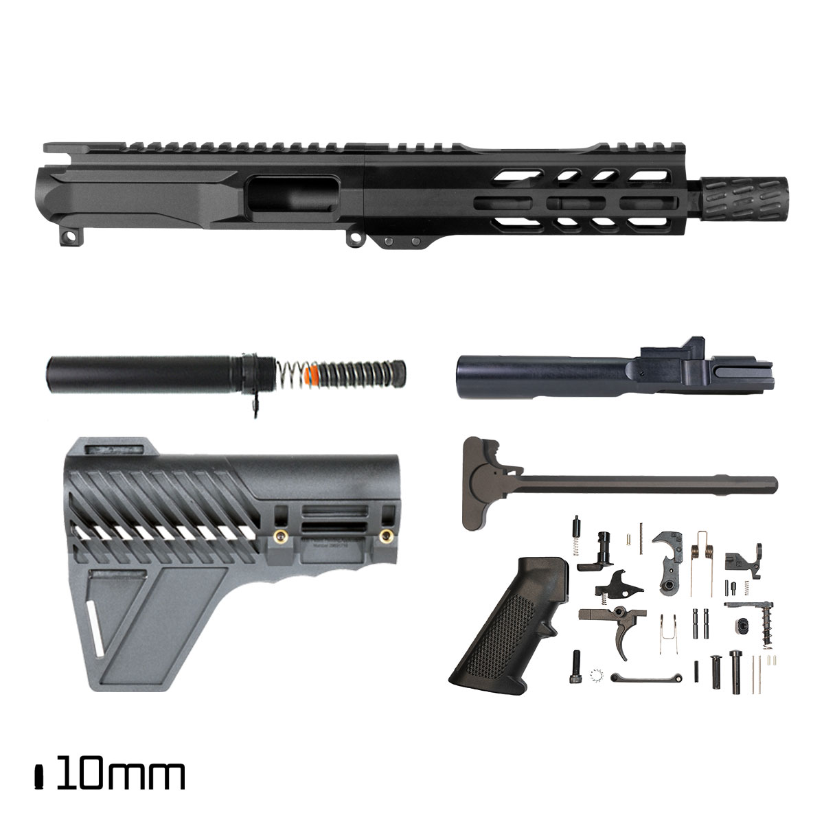 Davidson Defense Ronin Competition w/Gauntlet Arms Brace 7.5-inch 1:16 10MM AR-15 M-Lok Pistol Full Build Kit