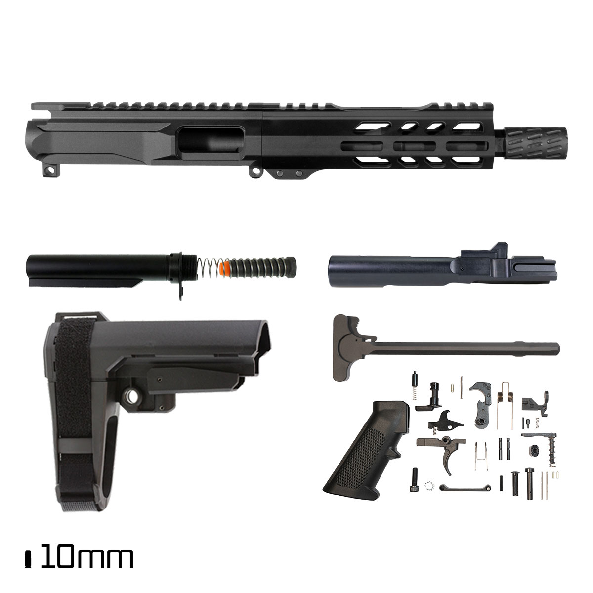 Davidson Defense Ronin Competition w/SBA3 Brace 7.5-inch 1:16 10MM AR-15 M-Lok Pistol Full Build Kit