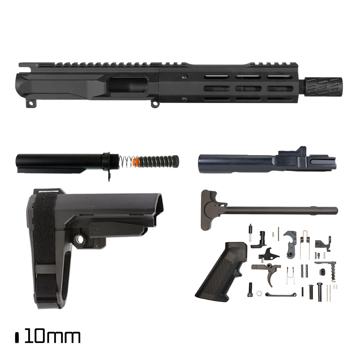 Davidson Defense Tendon w/SBA3 Brace 7.5-inch 1:16 10MM AR-15  M-Lok Handguard Pistol Full Build Kit