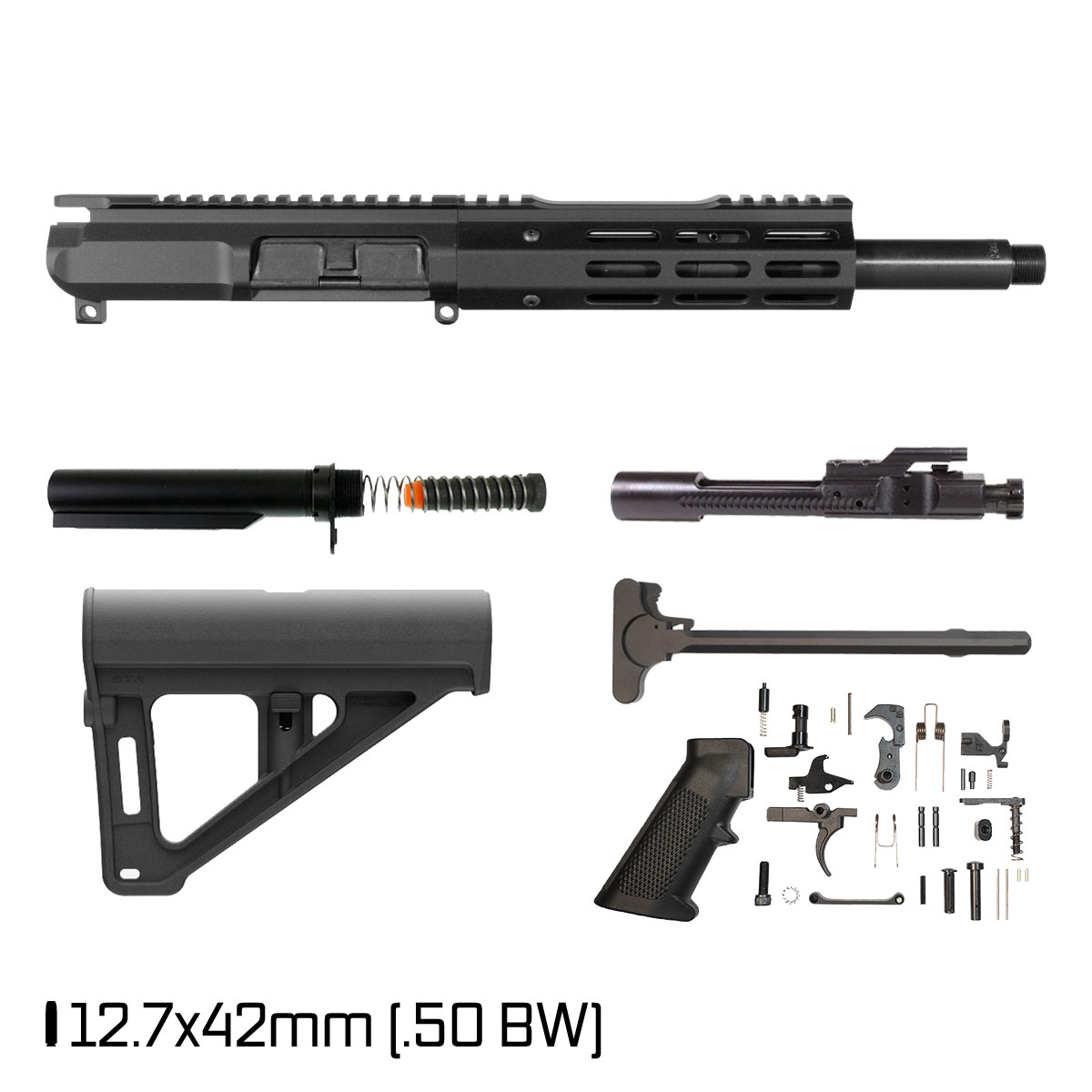 Davidson Defense Suppressor Ready Ronin Competition w/BTR Brace 10.5-inch Pistol-Gas 1:20 12.7X42 AR-15 M-Lok Pistol Full Build Kit