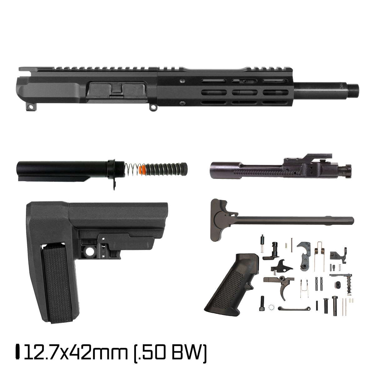 Davidson Defense Suppressor Ready Ronin Competition w/SBA6 Brace 10.5-inch Pistol-Gas 1:20 12.7X42 AR-15 M-Lok Pistol Full Build Kit