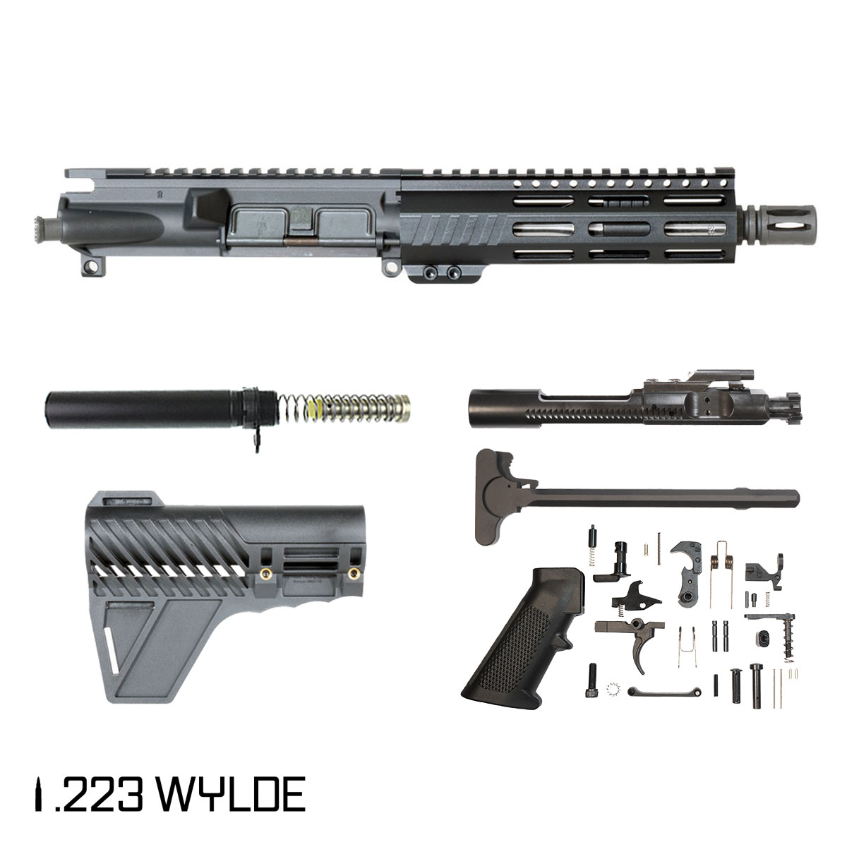 Davidson Defense Aegis w/Gauntlet Arms Brace 7.5-inch Pistol-Gas 1:7 .223 Wylde AR-15 Freefloat M-Lok Handguard Pistol Full Build Kit