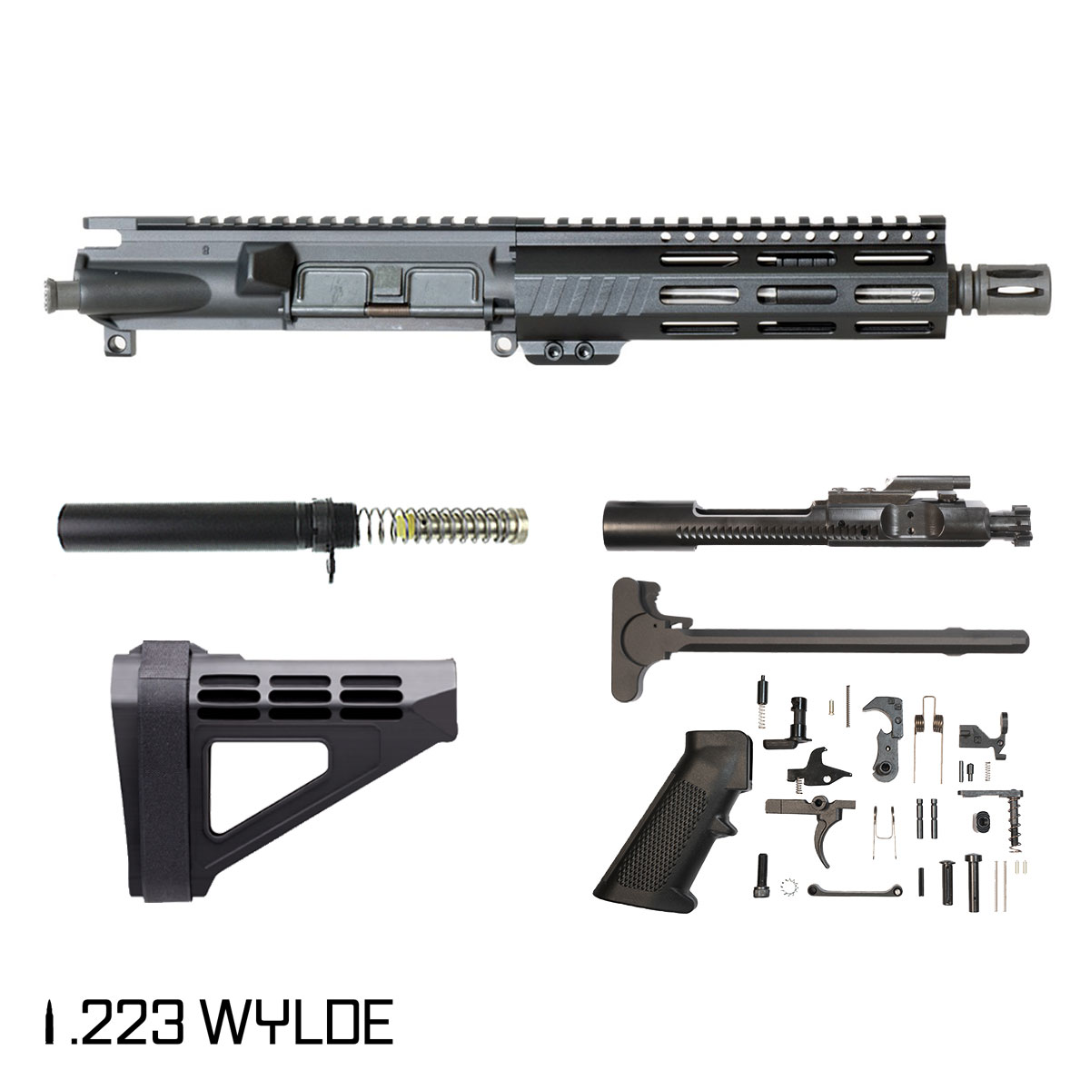 Davidson Defense Aegis w/SBM4 Brace 7.5-inch Pistol-Gas 1:7 .223 Wylde AR-15 Freefloat M-Lok Handguard Pistol Full Build Kit