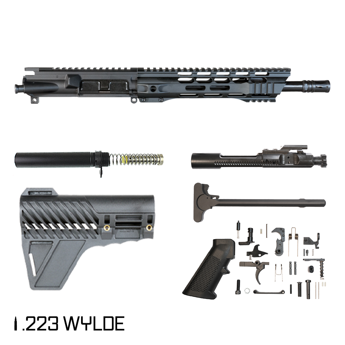 Davidson Defense Wylde Card w/Gauntlet Arms Brace 11.5-inch Carbine-Gas 1:8 .223 Wylde AR-15 Freefloat M-Lok Handguard Pistol Full Build Kit