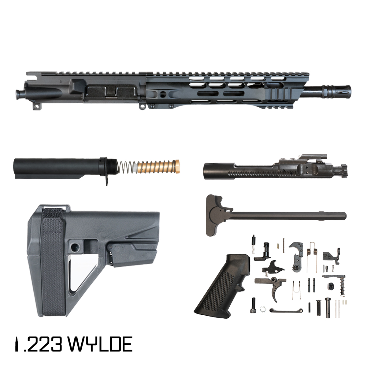 Davidson Defense Wylde Card w/SBA5 Brace 11.5-inch Carbine-Gas 1:8 .223 Wylde AR-15 Freefloat M-Lok Handguard Pistol Full Build Kit