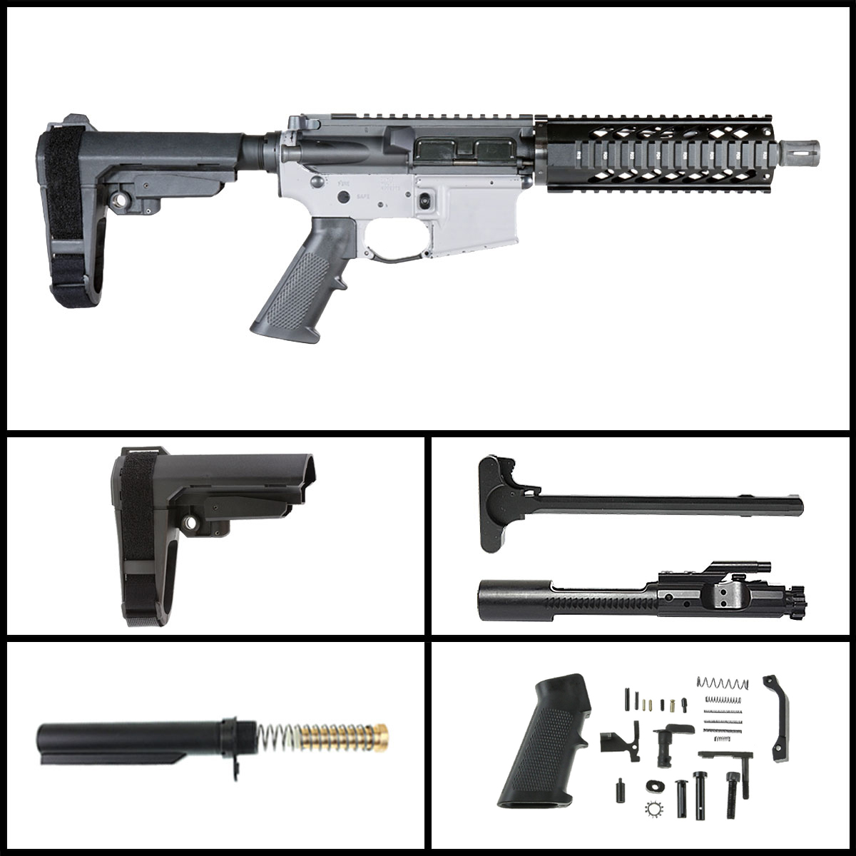 Davidson Defense 'Tumbleweed in .223 w/SBA3 Brace' 7.5-inch AR-15 .223 Wylde Nitride Pistol Drop in Trigger Ready Full Build Kit