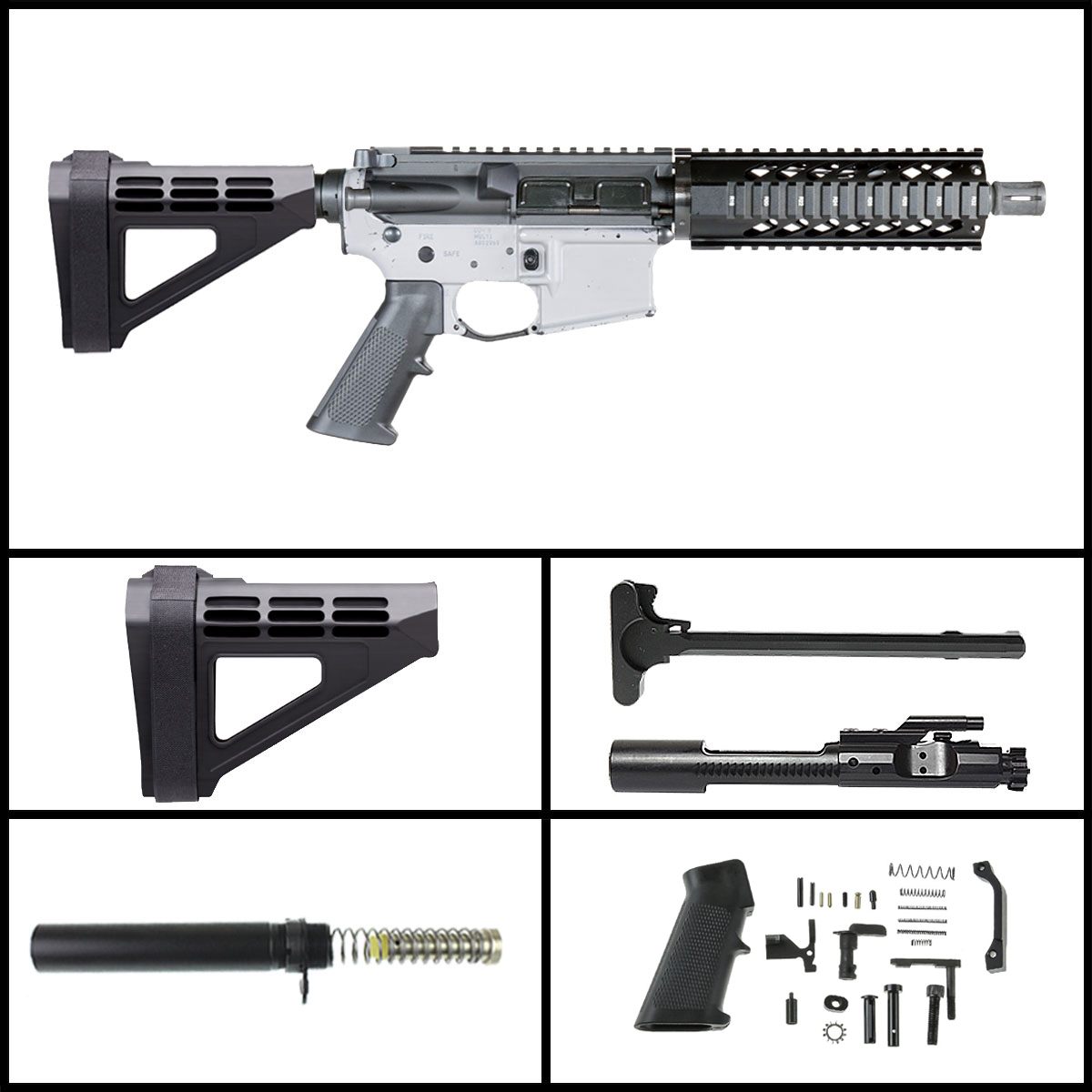 Davidson Defense 'Tumbleweed in .223 w/SBM4 Brace' 7.5-inch AR-15 .223 Wylde Nitride Pistol Drop in Trigger Ready Full Build Kit