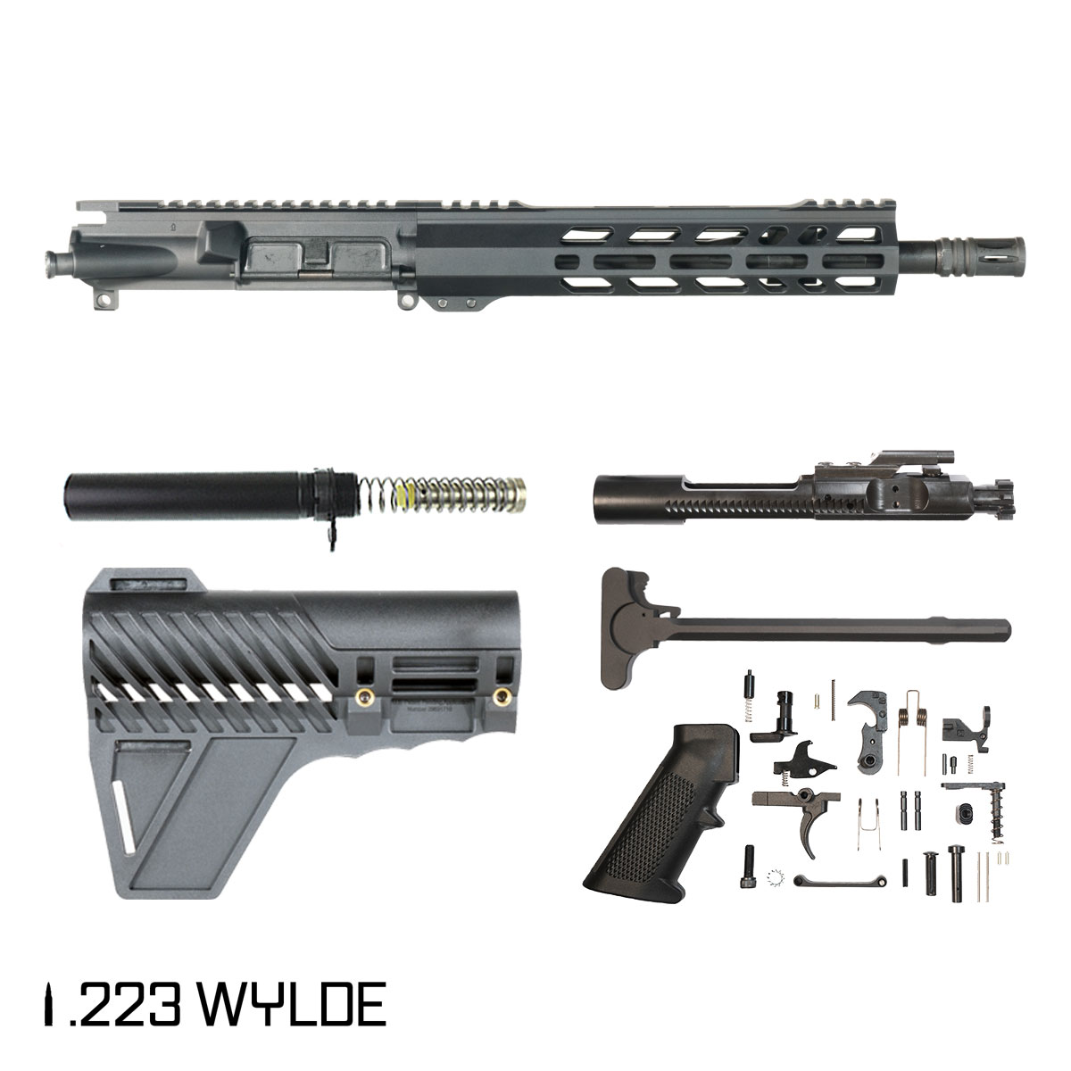 Davidson Defense Strata w/Gauntlet Arms Brace 11.5-inch Carbine-Gas 1:8 .223 Wylde AR-15 Freefloat M-Lok Handguard Pistol Full Build Kit