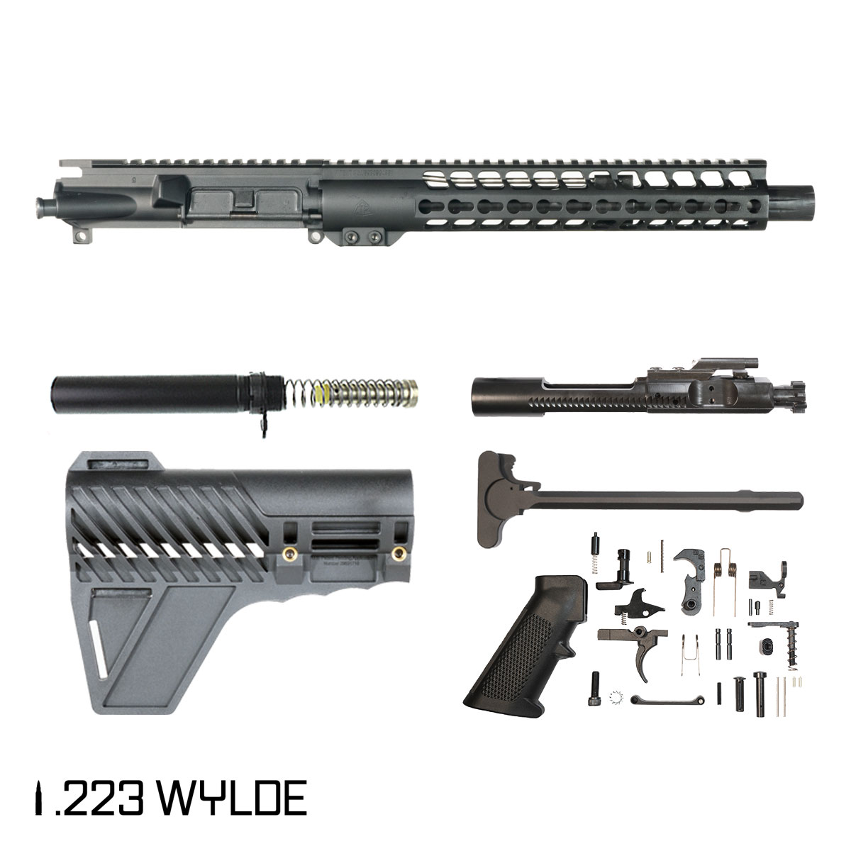 Davidson Defense Warden w/Gauntlet Arms Brace 11.5-inch Carbine-Gas 1:8 .223 Wylde AR-15 Freefloat Keymod Handguard Pistol Full Build Kit
