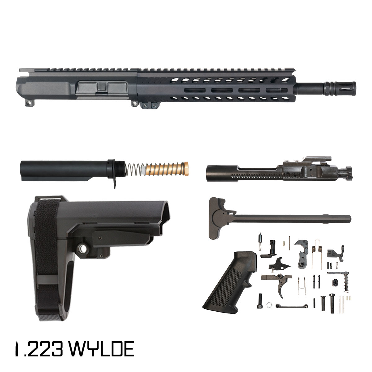 Davidson Defense Cutlass w/SBA3 Brace 11.5-inch Carbine-Gas 1:8 .223 Wylde AR-15 Freefloat M-Lok Handguard Pistol Full Build Kit