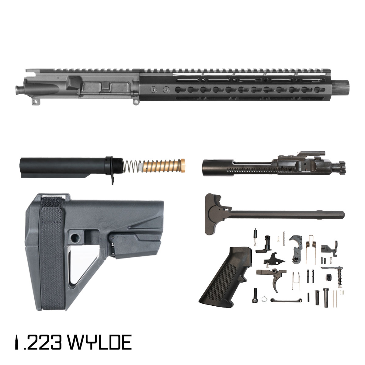 Davidson Defense Warden Duty w/SBA5 Brace 11.5-inch Carbine-Gas 1:8 .223 Wylde AR-15 Freefloat Keymod Handguard Pistol Full Build Kit