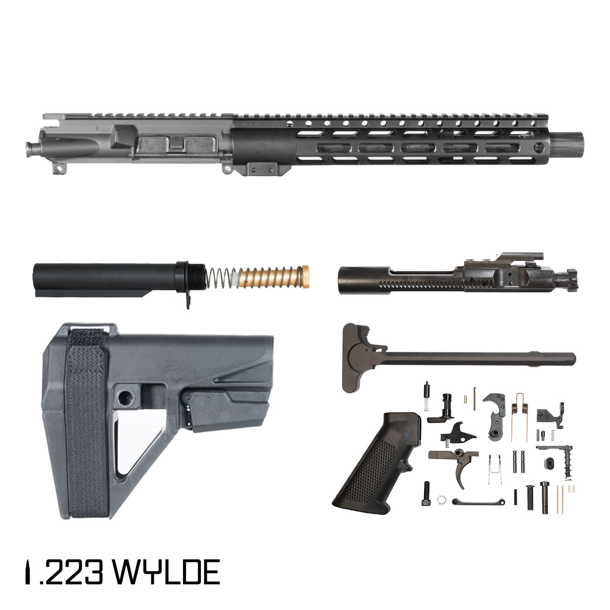 Davidson Defense Stalwart w/SBA5 Brace 11.5-inch Carbine-Gas 1:8 .223 Wylde AR-15 Freefloat M-Lok Handguard Pistol Full Build Kit