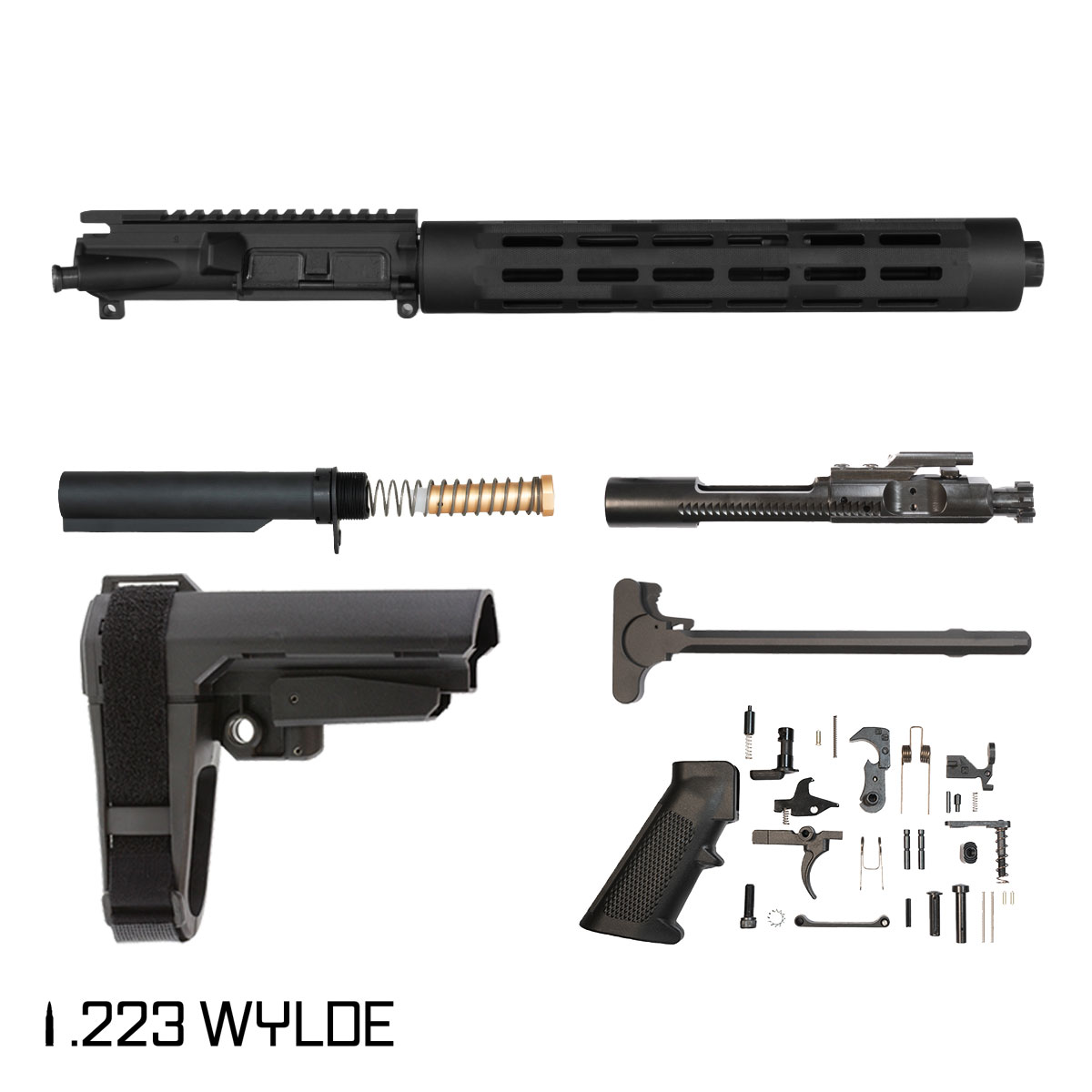 Davidson Defense Harbinger w/SBA3 Brace 11.5-inch Carbine-Gas 1:8 .223 Wylde AR-15 Freefloat Tubular M-Lok Handguard Pistol Full Build Kit