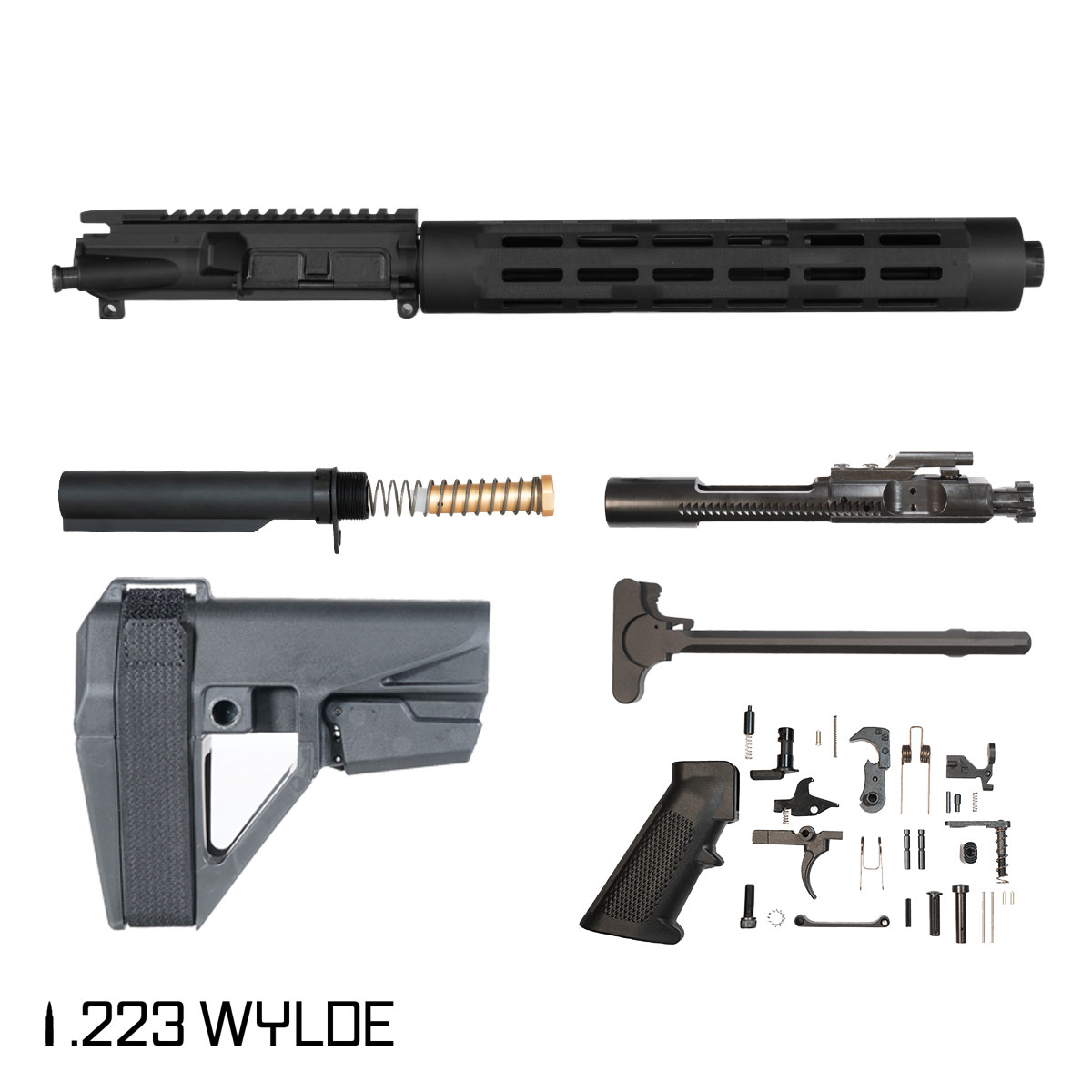 Davidson Defense Harbinger w/SBA5 Brace 11.5-inch Carbine-Gas 1:8 .223 Wylde AR-15 Freefloat Tubular M-Lok Handguard Pistol Full Build Kit