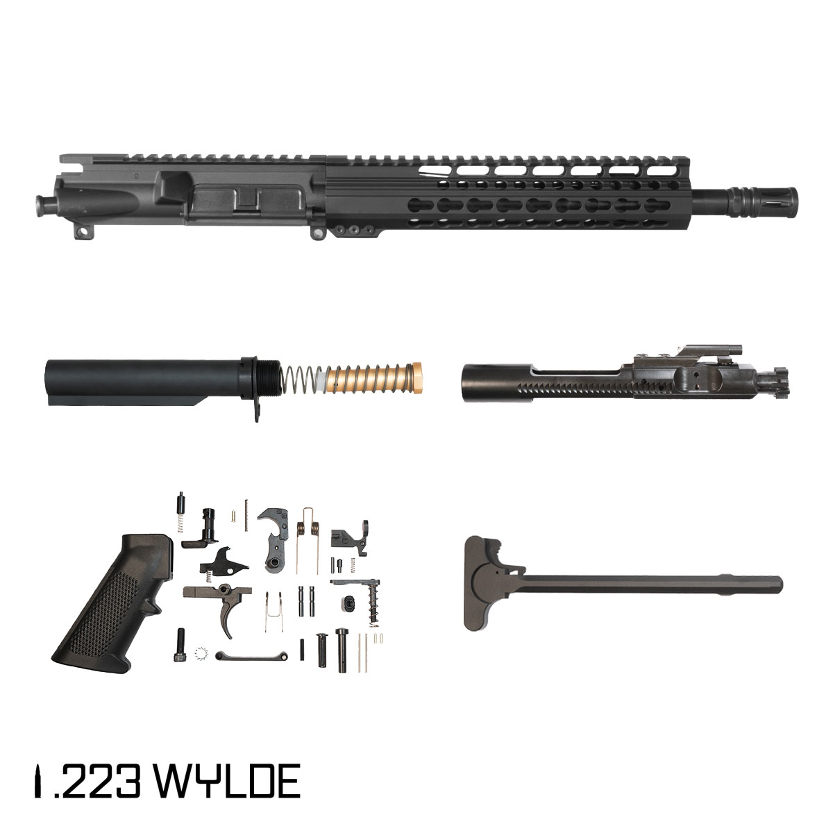 Davidson Defense Mutton Chops 11.5-inch Carbine-Gas 1:8 .223 Wylde AR-15 Freefloat Keymod Handguard Pistol Full Build Kit, SBR Ready